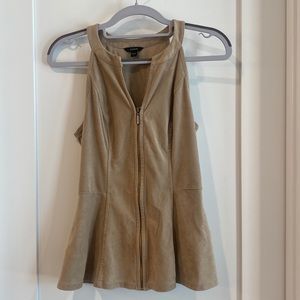 Guess brown suede peplum top